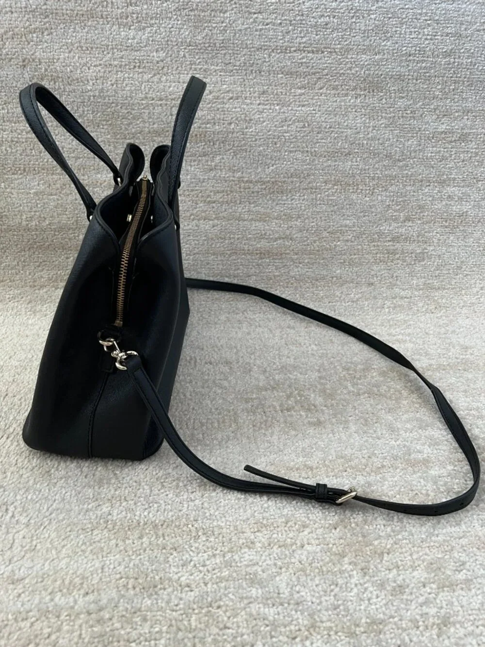 Kate Spade Laurel Way Evangelie Black Saffiano Leather Satchel Crossbody Bag